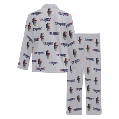 FacePajamas Pajama Custom Face Print Long Pajama Set&Grandma Grandpa Pajamas Personalized Photo Long Pajama Set Sleepwear