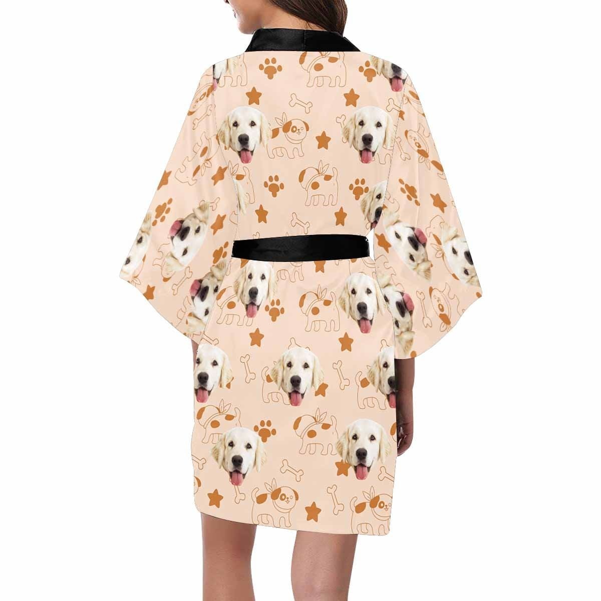 FacePajamas Pajama Custom Face Puppy Women's Summer Short Nightwear Cute Personalized Photo Pajamas Kimono Robe