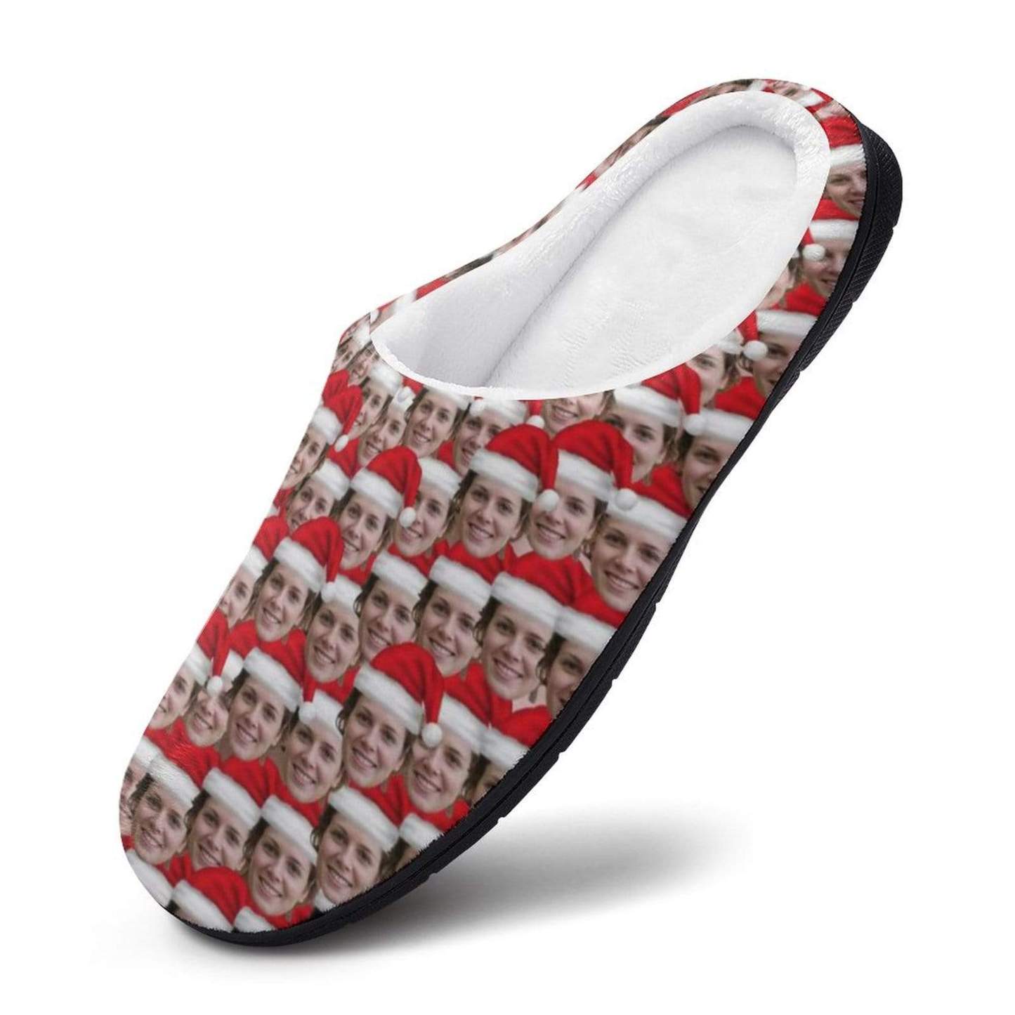 FacePajamas Slippers-2YX-SDS Custom Face Seamless Christmas Hat Women's All Over Print Cotton Slippers