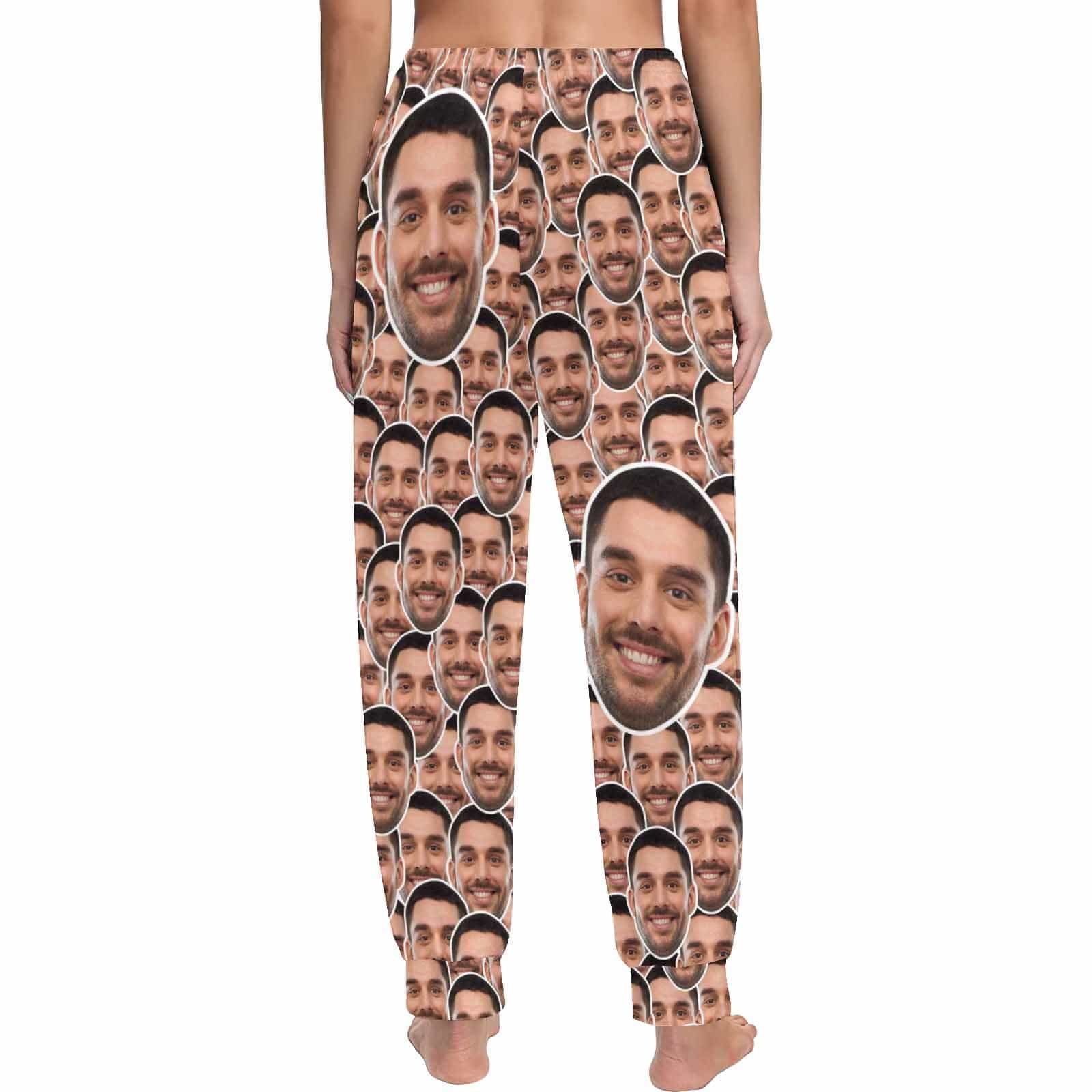 FacePajamas Pajama Shirt&Pants Custom Face Seamless Long Pajama Shirt&Pants Personalized Women's Slumber Party Sleepwear