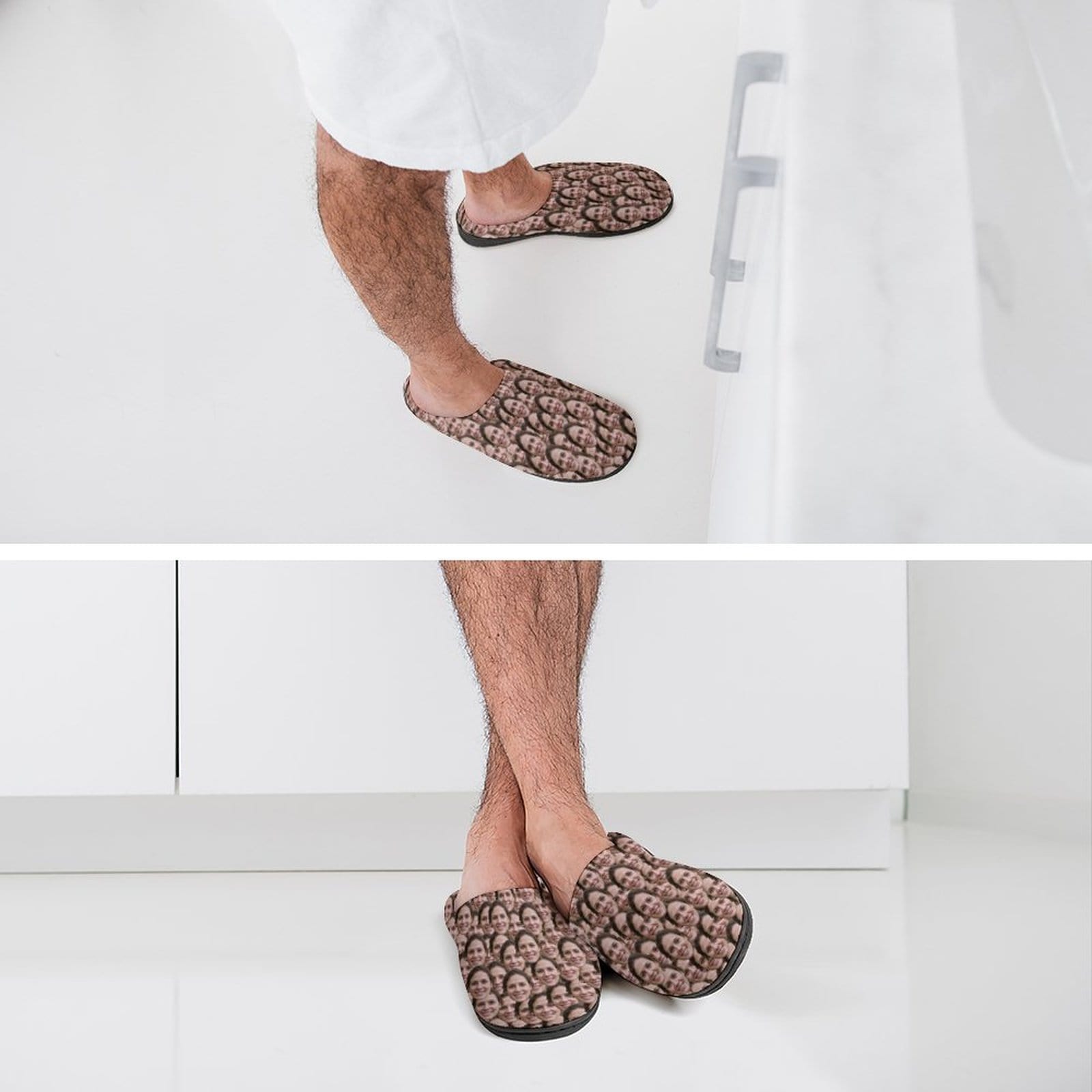 FacePajamas Slippers-2YX-SDS Custom Face Seamless Men's All Over Print Cotton Slippers