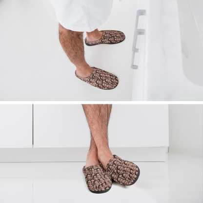FacePajamas Slippers-2YX-SDS Custom Face Seamless Men's All Over Print Cotton Slippers