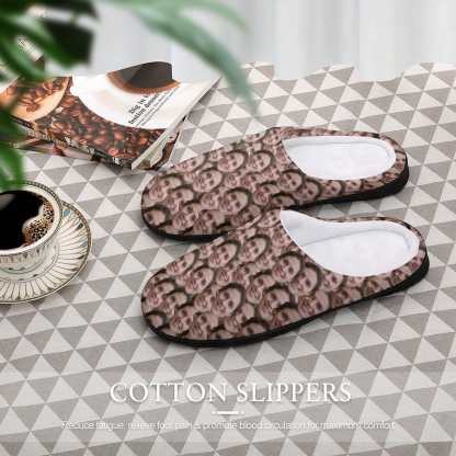 FacePajamas Slippers-2YX-SDS Custom Face Seamless Men's All Over Print Cotton Slippers