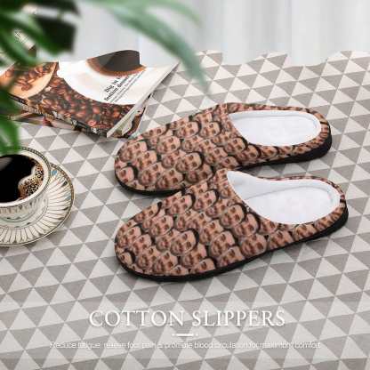 FacePajamas Slippers-2YX-SDS Custom Face Seamless Men's All Over Print Cotton Slippers