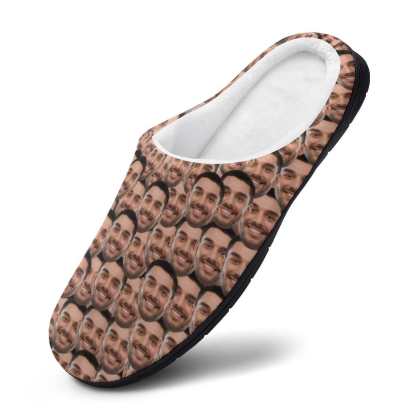 FacePajamas Slippers-2YX-SDS Custom Face Seamless Men's All Over Print Cotton Slippers