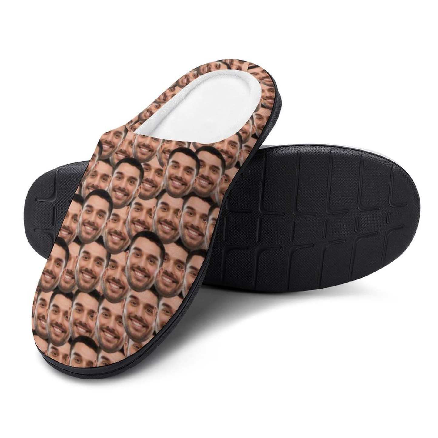 FacePajamas Slippers-2YX-SDS Custom Face Seamless Men's All Over Print Cotton Slippers