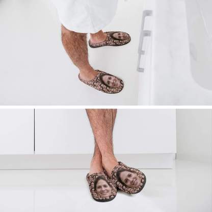 FacePajamas Slippers-2YX-SDS Custom Face Seamless Photo Women's All Over Print Cotton Slippers