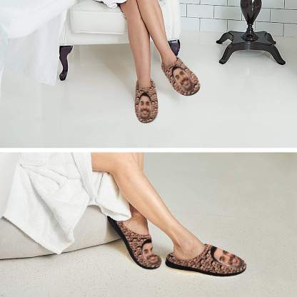 FacePajamas Slippers-2YX-SDS Custom Face Seamless Photo Women's All Over Print Cotton Slippers
