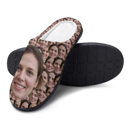 FacePajamas Slippers-2YX-SDS Custom Face Seamless Photo Women's All Over Print Cotton Slippers