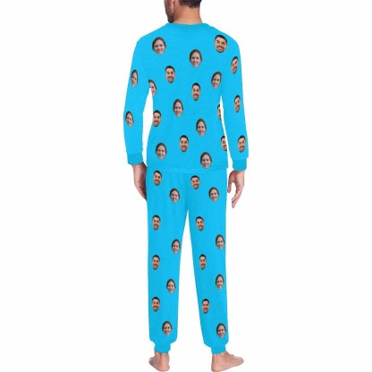 FacePajamas Pajama Custom Face Solid Color Couple Matching Pajamas Personalized Photo Couple Loungewear for Her/Him