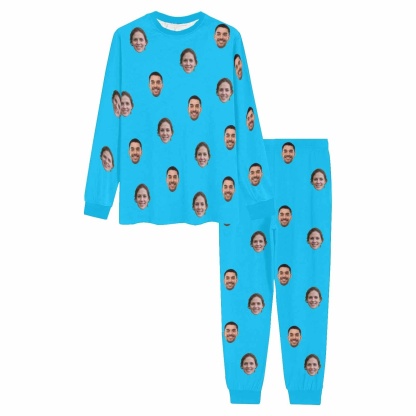 FacePajamas Pajama Custom Face Solid Color Couple Matching Pajamas Personalized Photo Couple Loungewear for Her/Him