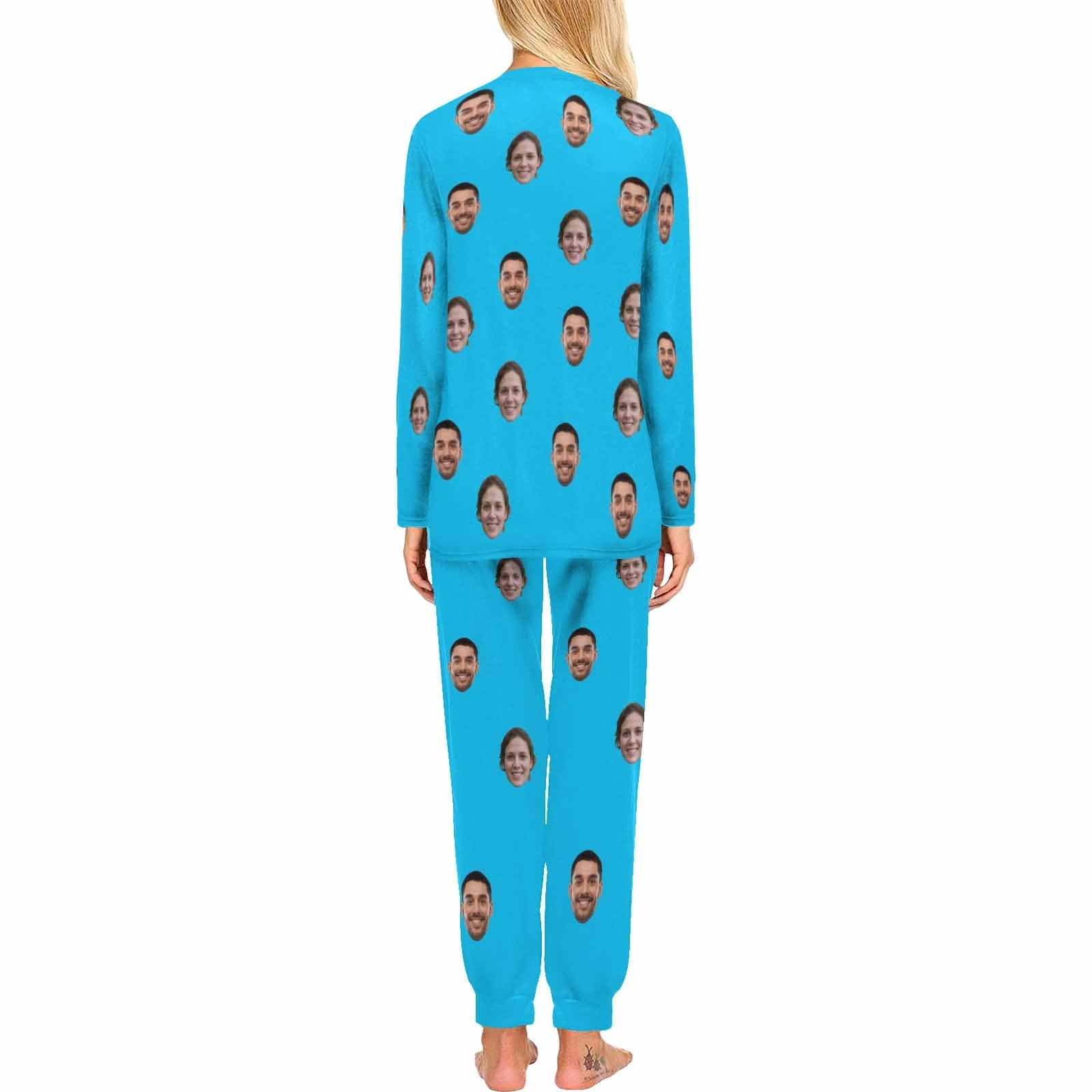 FacePajamas Pajama Custom Face Solid Color Couple Matching Pajamas Personalized Photo Couple Loungewear for Her/Him