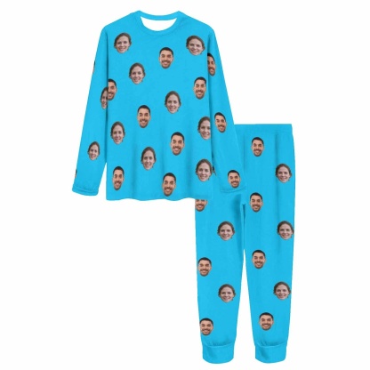 FacePajamas Pajama Custom Face Solid Color Couple Matching Pajamas Personalized Photo Couple Loungewear for Her/Him