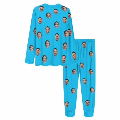 FacePajamas Pajama Custom Face Solid Color Couple Matching Pajamas Personalized Photo Couple Loungewear for Her/Him