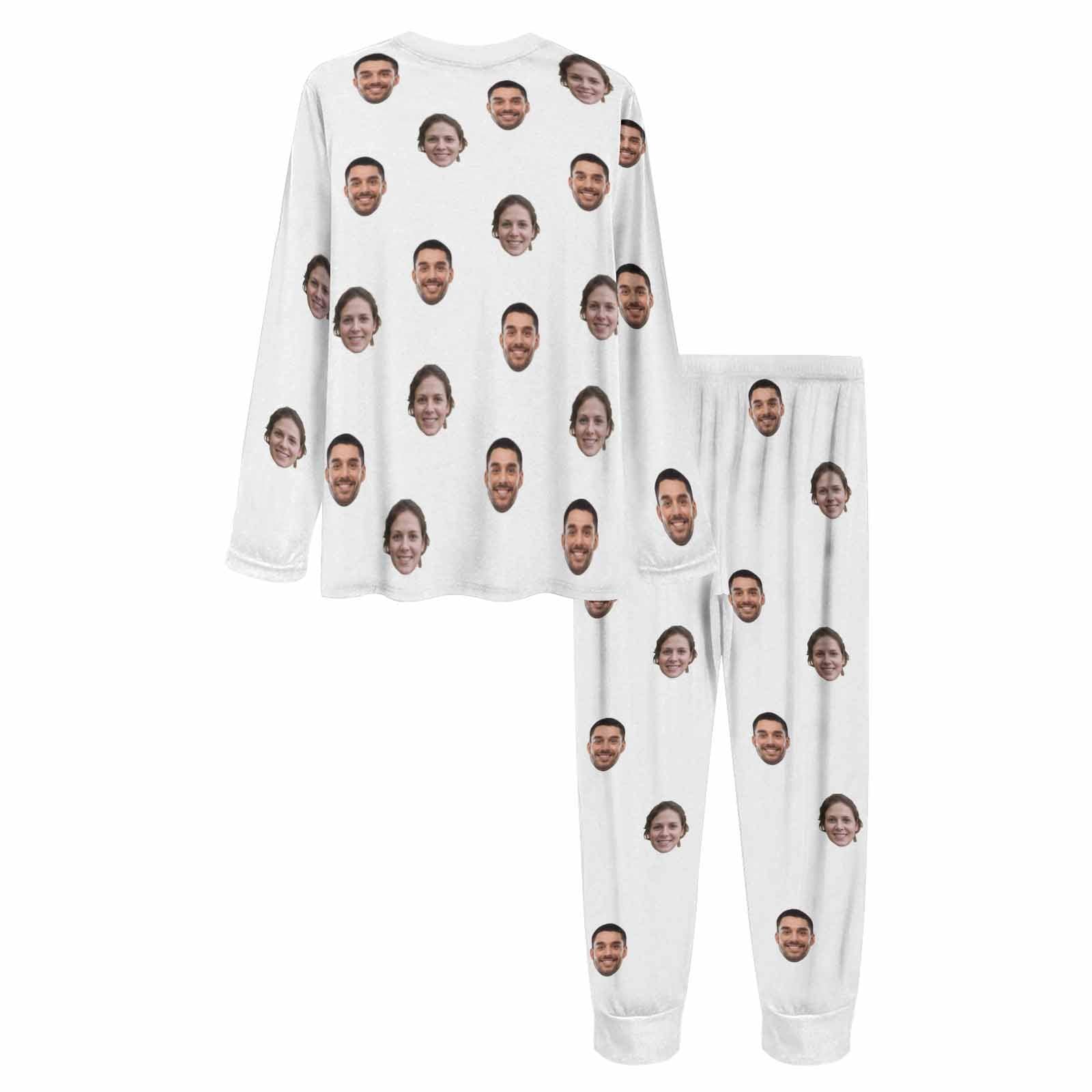 FacePajamas Pajama Custom Face Solid Color Couple Matching Pajamas Personalized Photo Couple Loungewear for Her/Him
