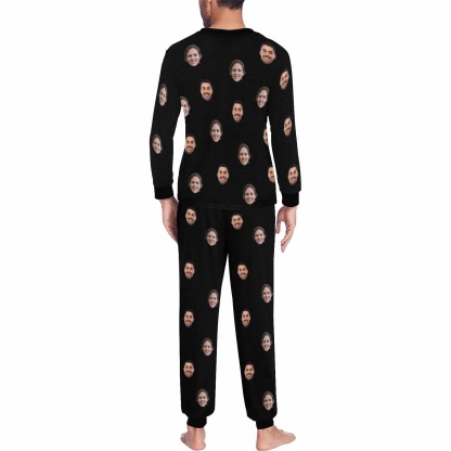 FacePajamas Pajama Custom Face Solid Color Couple Matching Pajamas Personalized Photo Couple Loungewear for Her/Him
