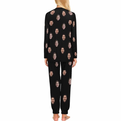 FacePajamas Pajama Custom Face Solid Color Couple Matching Pajamas Personalized Photo Couple Loungewear for Her/Him