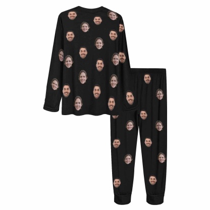 FacePajamas Pajama Custom Face Solid Color Couple Matching Pajamas Personalized Photo Couple Loungewear for Her/Him