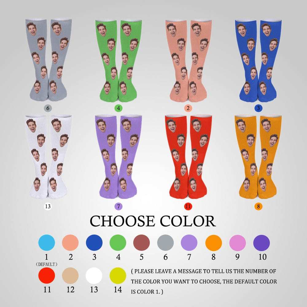FacePajamas Sublimated Crew Socks-2WH-SDS Custom Face Sublimated Crew Socks Blue Background Socks Personalized Funny Photo Socks Gift