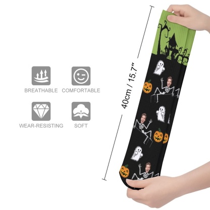 FacePajamas Sublimated Crew Socks-2WH-SDS Custom Face Sublimated Crew Socks Halloween Socks Personalized Funny Photo Socks Gift