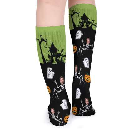 FacePajamas Sublimated Crew Socks-2WH-SDS Custom Face Sublimated Crew Socks Halloween Socks Personalized Funny Photo Socks Gift
