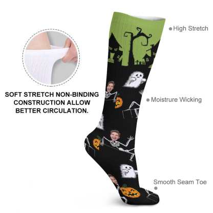 FacePajamas Sublimated Crew Socks-2WH-SDS Custom Face Sublimated Crew Socks Halloween Socks Personalized Funny Photo Socks Gift