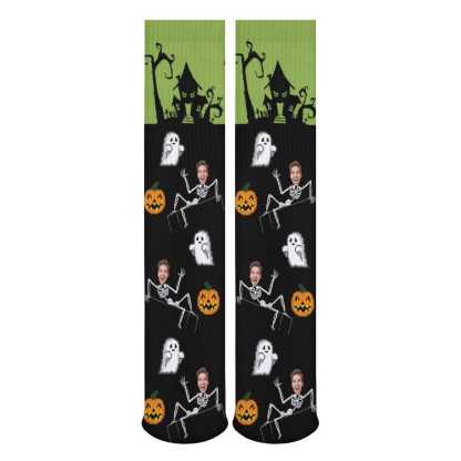 FacePajamas Sublimated Crew Socks-2WH-SDS Custom Face Sublimated Crew Socks Halloween Socks Personalized Funny Photo Socks Gift