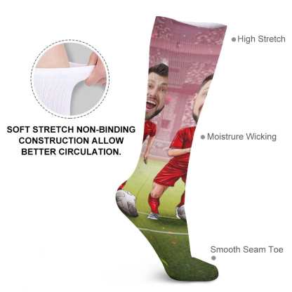 FacePajamas Sublimated Crew Socks-2WH-SDS Custom Face Sublimated Crew Socks World Cup Soccer Football Personalized Pohto Face on Socks All Over Print Gift Unisex