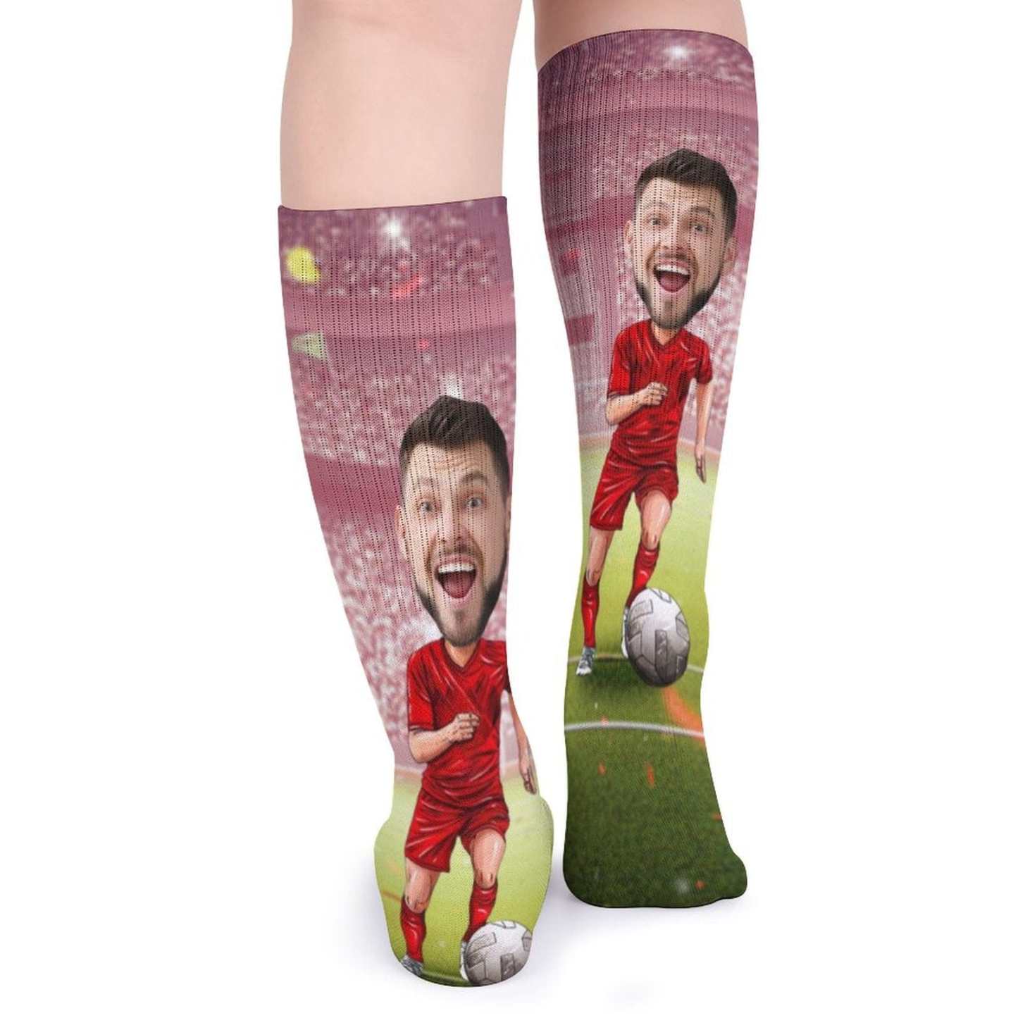 FacePajamas Sublimated Crew Socks-2WH-SDS Custom Face Sublimated Crew Socks World Cup Soccer Football Personalized Pohto Face on Socks All Over Print Gift Unisex