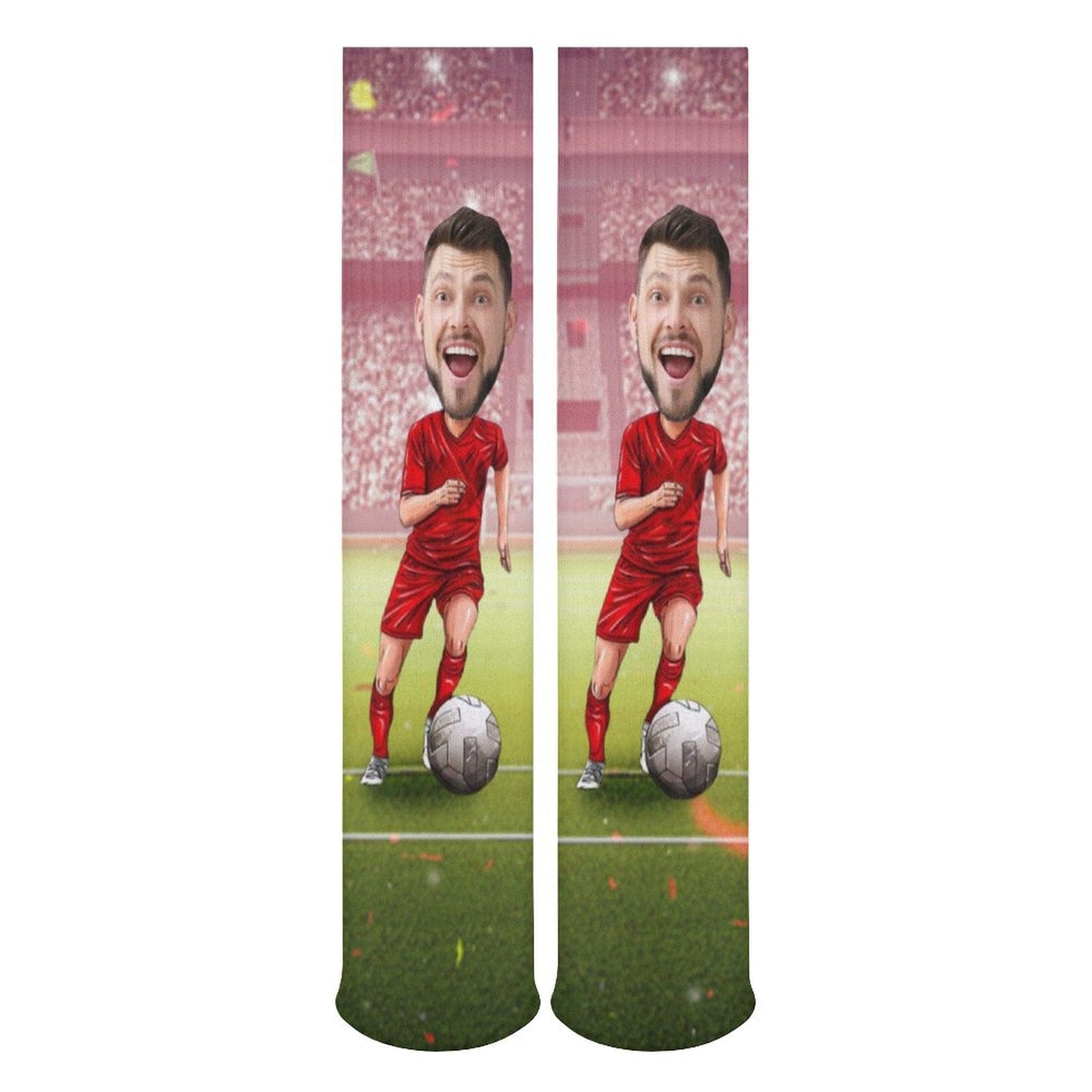 FacePajamas Sublimated Crew Socks-2WH-SDS Custom Face Sublimated Crew Socks World Cup Soccer Football Personalized Pohto Face on Socks All Over Print Gift Unisex