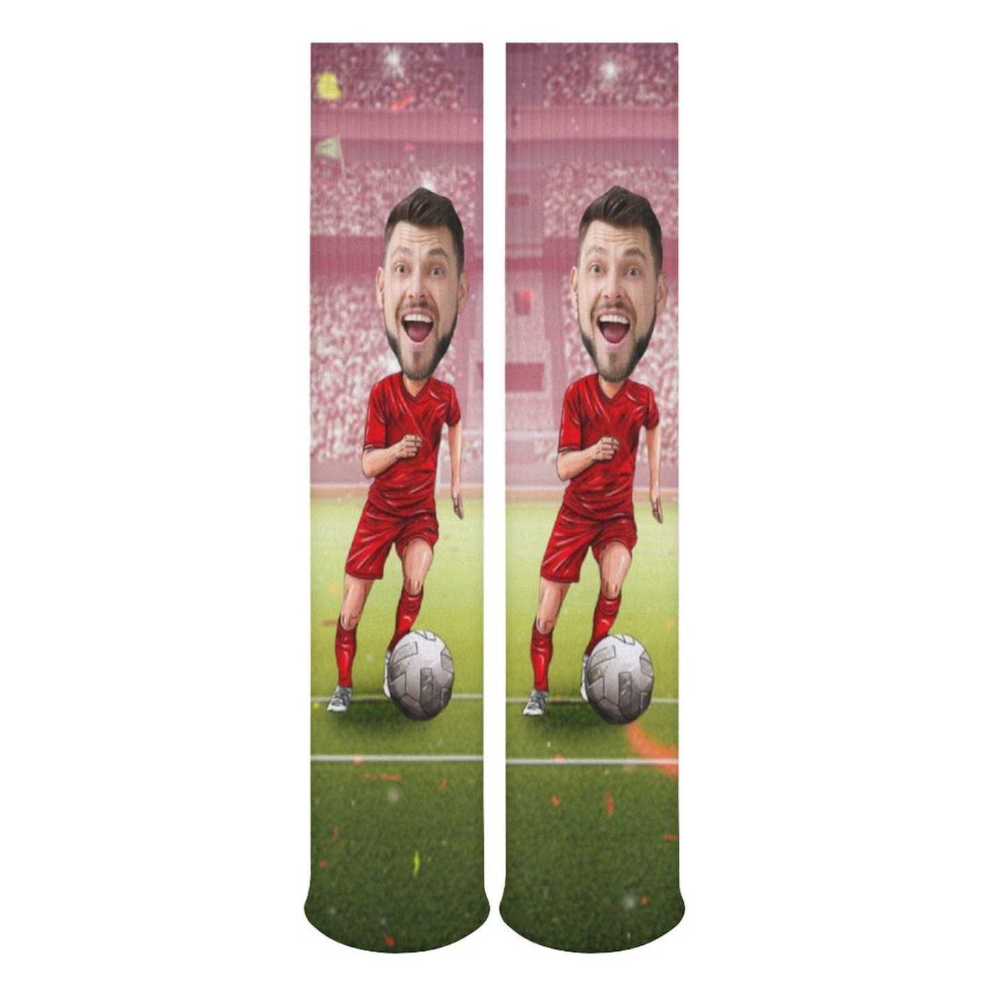 FacePajamas Sublimated Crew Socks-2WH-SDS Custom Face Sublimated Crew Socks World Cup Soccer Football Personalized Pohto Face on Socks All Over Print Gift Unisex