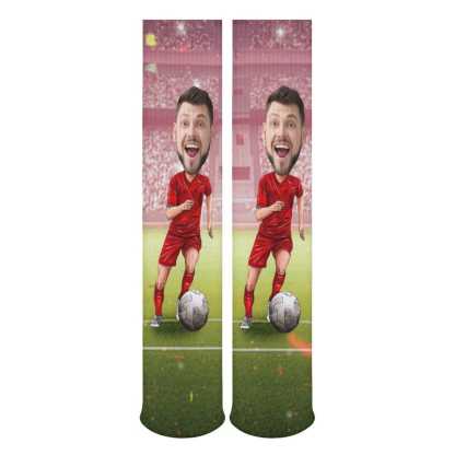 FacePajamas Sublimated Crew Socks-2WH-SDS Custom Face Sublimated Crew Socks World Cup Soccer Football Personalized Pohto Face on Socks All Over Print Gift Unisex