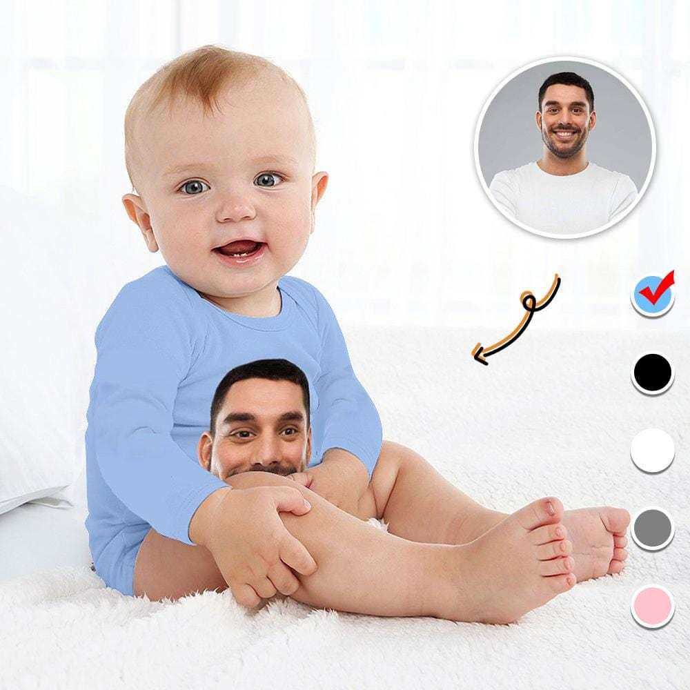 FacePajamas Baby Pajama Custom Face Superman Infant Bodysuit One Piece Jumpsuit Personalized Long Sleeve Rompers Baby Clothes