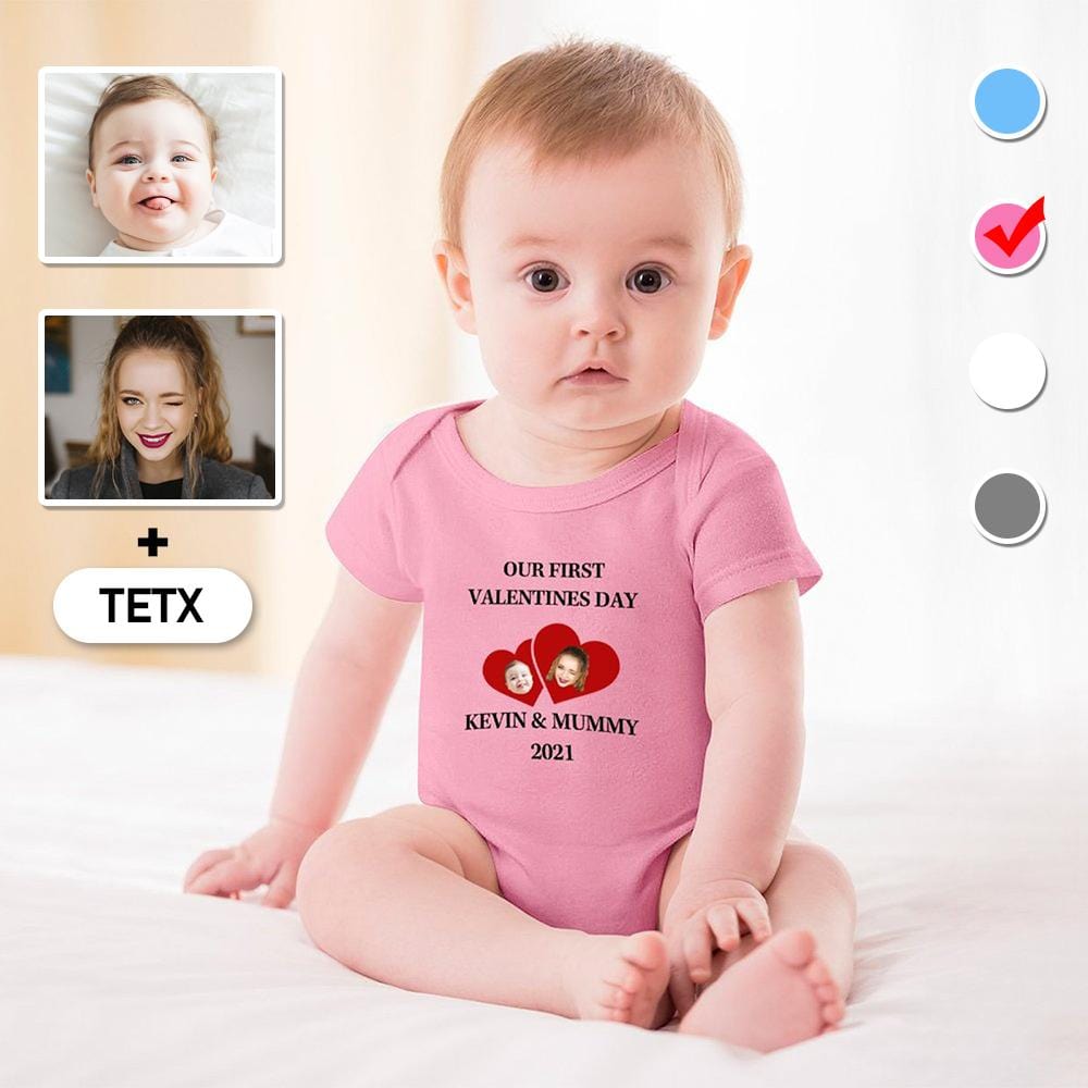 FacePajamas Baby Pajama Custom Face&Text Mom&Me Baby Bubble Romper Newborn Baby Jumpsuit Bodysuit Personalized Girls Boys Baby Romper