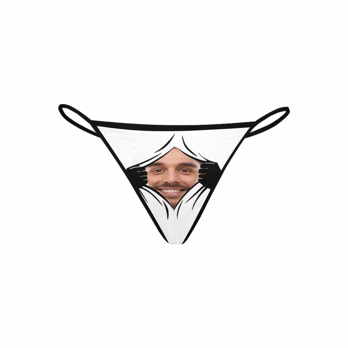 FacePajamas Women Underwear Custom Face Thongs Underwear for Women Personalized Open Women's G-String Panties Funny Valentine's Day Gift