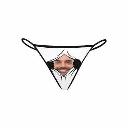 FacePajamas Women Underwear Custom Face Thongs Underwear for Women Personalized Open Women's G-String Panties Funny Valentine's Day Gift