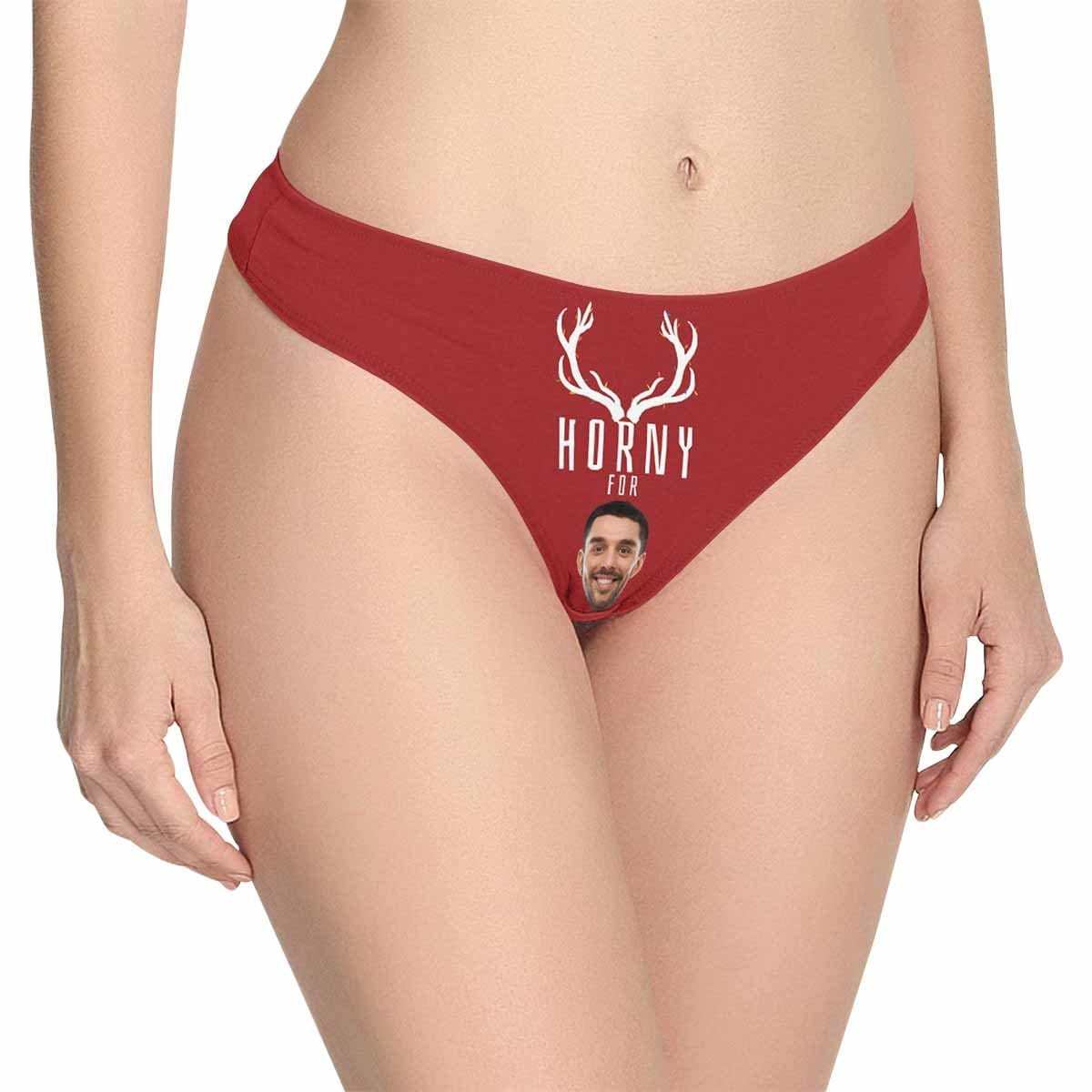 FacePajamas Women Underwear Custom Face Underwear for Ladies Personalized Horny Women's Classic Thongs Funny Lingerie Customized Gift for Valentine's Day
