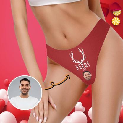FacePajamas Women Underwear Custom Face Underwear for Ladies Personalized Horny Women's Classic Thongs Funny Lingerie Customized Gift for Valentine's Day