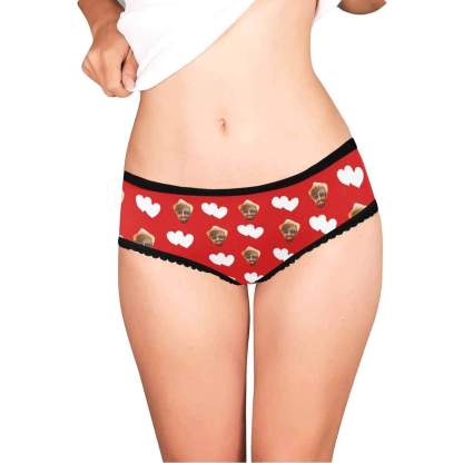 FacePajamas Women Underwear Custom Face Underwear Personalized Love Heart Women's High-cut Briefs Valentine's Gift for Girlfriend or Wife