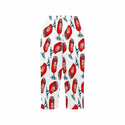 FacePajamas Pajama Shirt&Pants Custom Face White Cola Cropped Pajama Pants For Women Girlfriend Gift