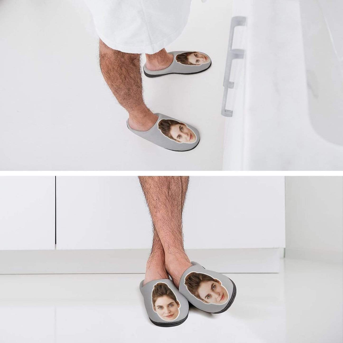 FacePajamas Slippers-2YX-SDS Custom Face Women's All Over Print Cotton Slippers