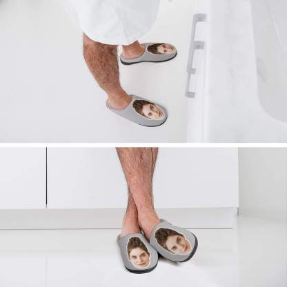 FacePajamas Slippers-2YX-SDS Custom Face Women's All Over Print Cotton Slippers