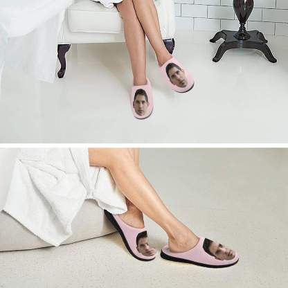 FacePajamas Slippers-2YX-SDS Custom Face Women's All Over Print Cotton Slippers