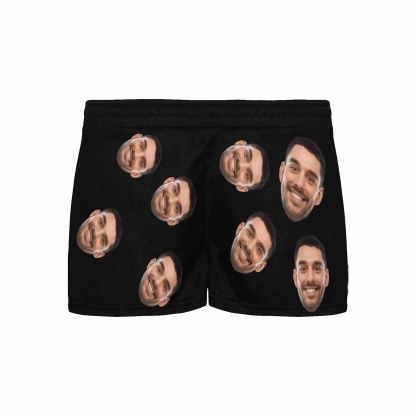 FacePajamas Pajama Shirt&Pants Custom Face Women's Pajama Shorts Personalized Black Background Sleepwear Shorts
