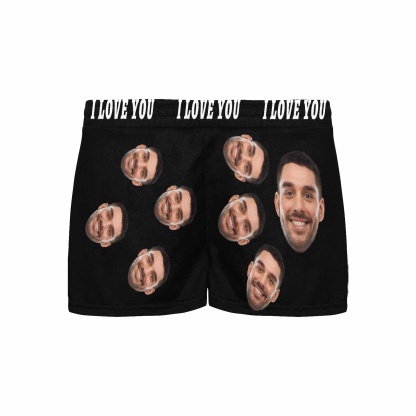 FacePajamas Pajama Shirt&Pants Custom Face Women's Pajama Shorts Personalized Black Background Sleepwear Shorts