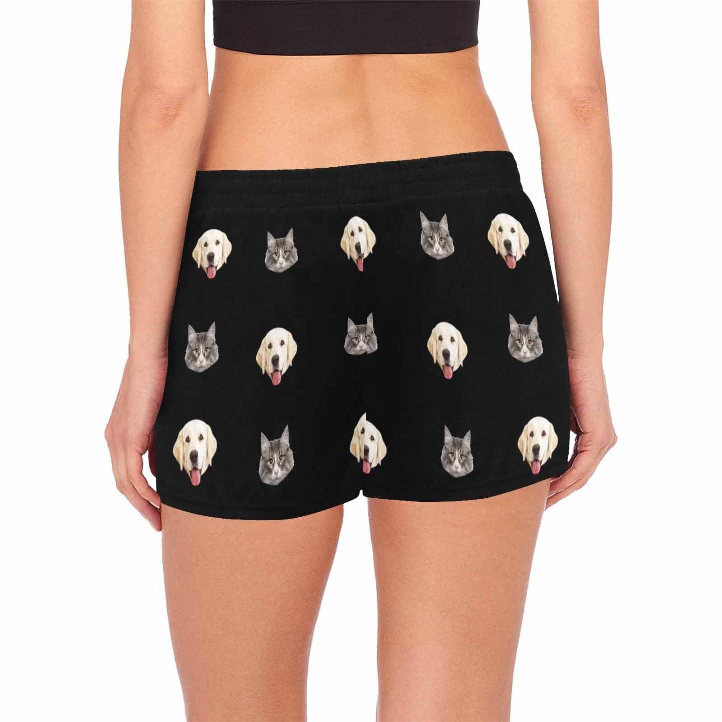 FacePajamas Pajama Shirt&Pants Custom Face Women's Pajama Shorts Personalized Cat Dog Pictures Sleepwear Shorts