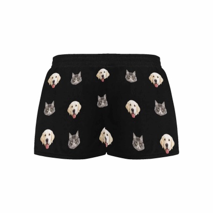 FacePajamas Pajama Shirt&Pants Custom Face Women's Pajama Shorts Personalized Cat Dog Pictures Sleepwear Shorts