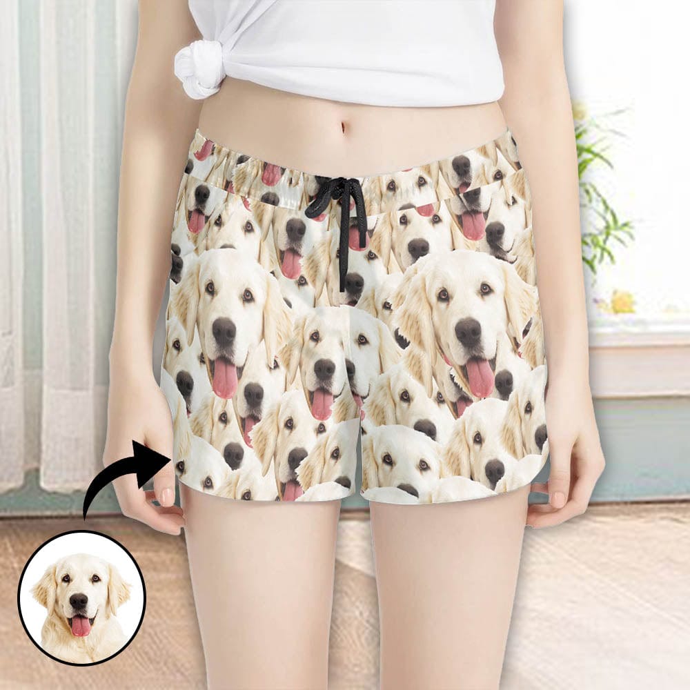 FacePajamas Pajama Pants Custom Face Women's Pajama Shorts Personalized Dog Smiley Face Sleepwear Shorts