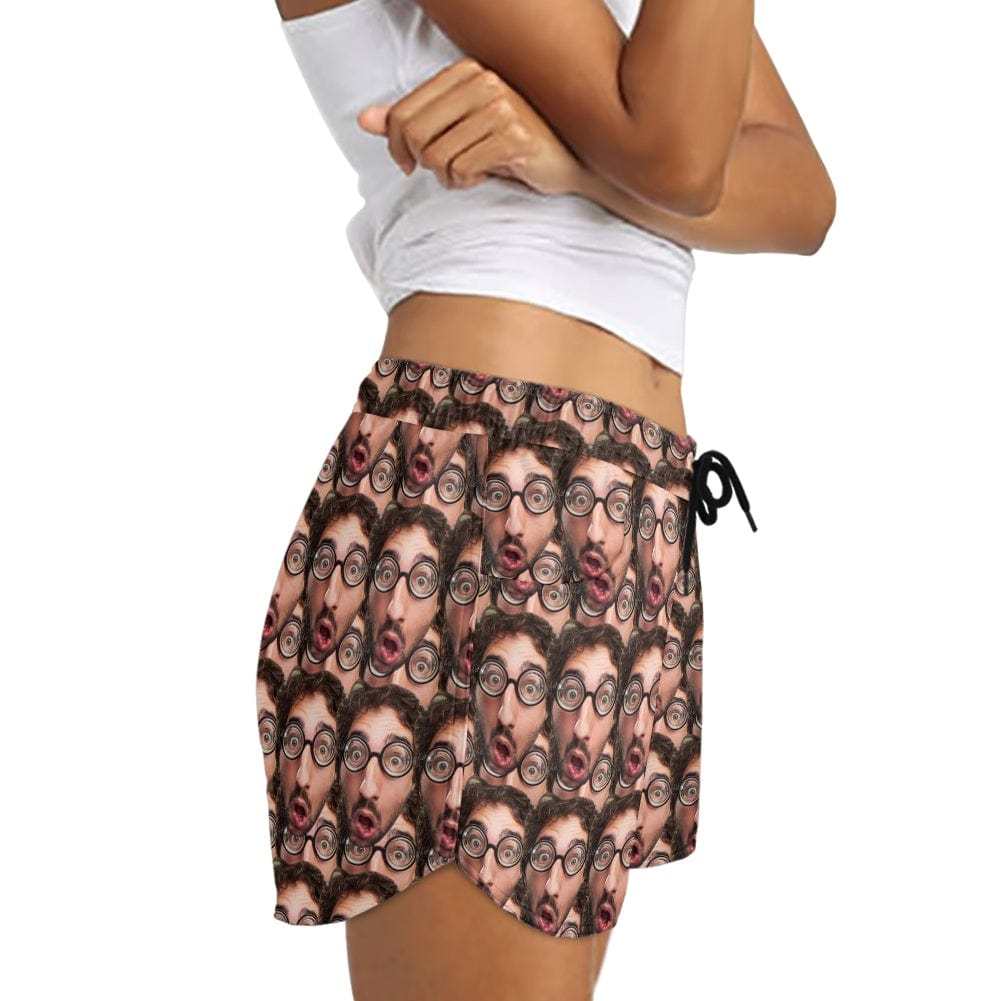 FacePajamas Pajama Pants Custom Face Women's Pajama Shorts Personalized Funny Face Sleepwear Shorts