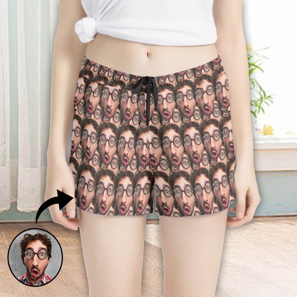 FacePajamas Pajama Pants Custom Face Women's Pajama Shorts Personalized Funny Face Sleepwear Shorts